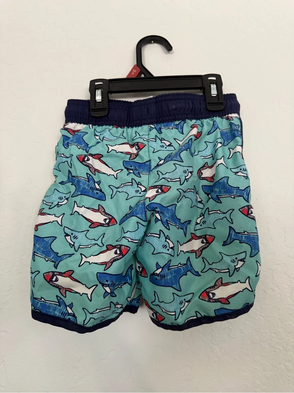 Cat & Jack Light Blue Shark Swim Trunks with Navy Trim